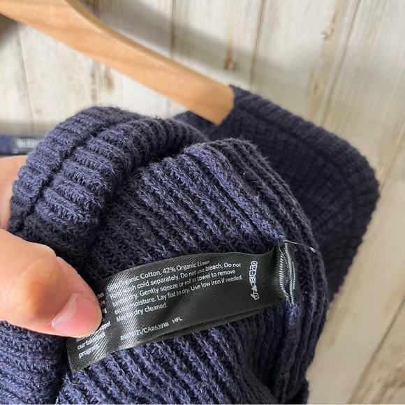 Eileen Fisher Navy Blue Short Sleeve Knit‎ Top Linen Blend Womens Small - Picture 5 of 5